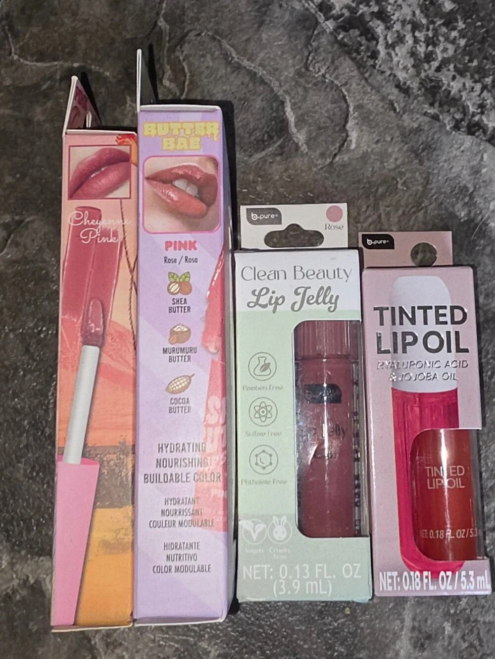 Lip Bundle- Tinted Lip Oil, Shea Butter Lipstick, Lip Jelly & More BNIB